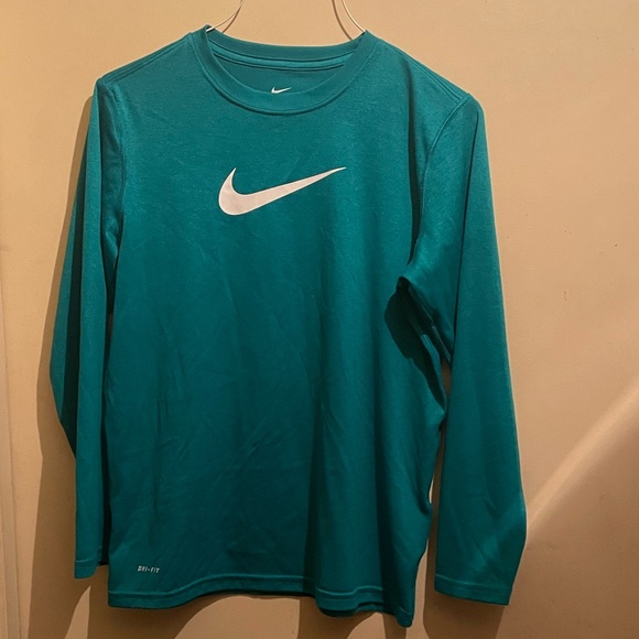 Nike dri fit teal long sleeve shirt youth large in EUC - Picture 1 of 3
